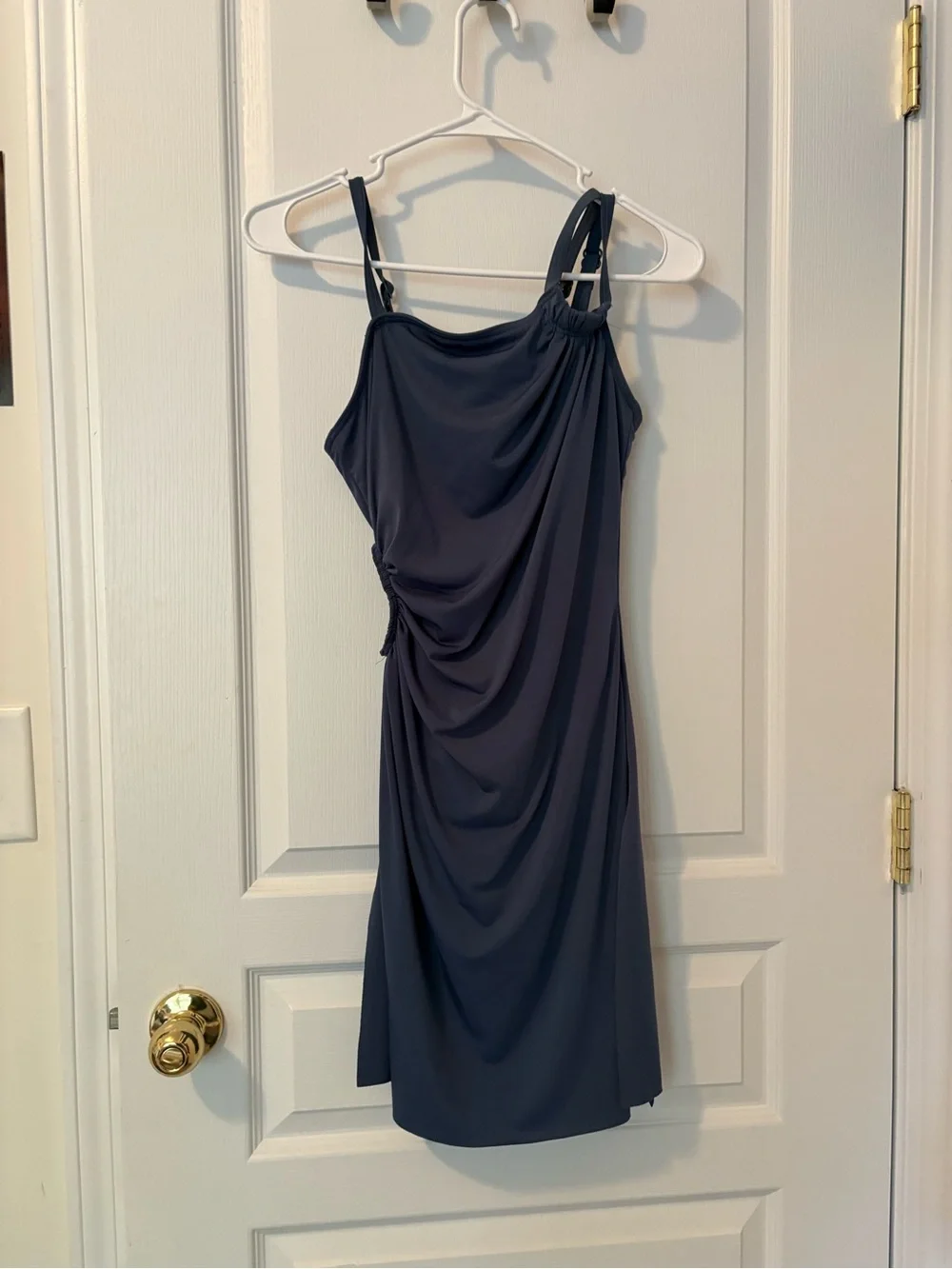 Weissman Navy One-Shoulder Draped Dance Costume